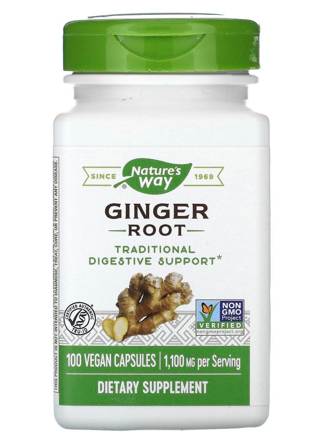 Nature's Ginger Root 1100 mg 100 Vegan Capsules (550 mg per Serving) 