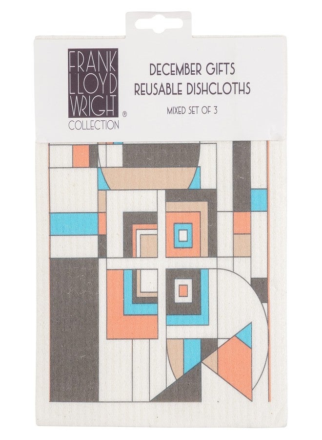 KAF Home Frank Lloyd Wright Swedish Dish Cloths (6.7 x 7.5-inch) - Set of 3 Reusable, Absorbent Cellulose Sponge Towels for Kitchen, Cleaning Counters, and Washing Dishes (December Gifts) - Image 1