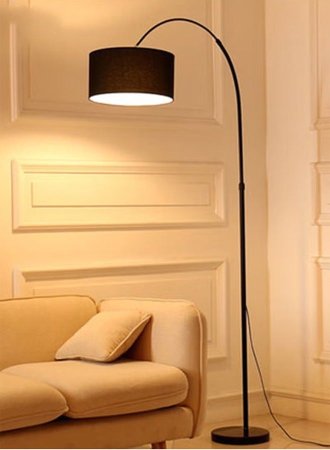 ابجورة طويلة و مصباح ارضي LED لغرفة المعيشة مع ظل أسطواني معلق قابل للتعديل مع جهاز تحكم عن بعد،مصباح اضاءة للقراءة لغرفة النوم أو المكتب أسود 12 واط 185 × 38 سم