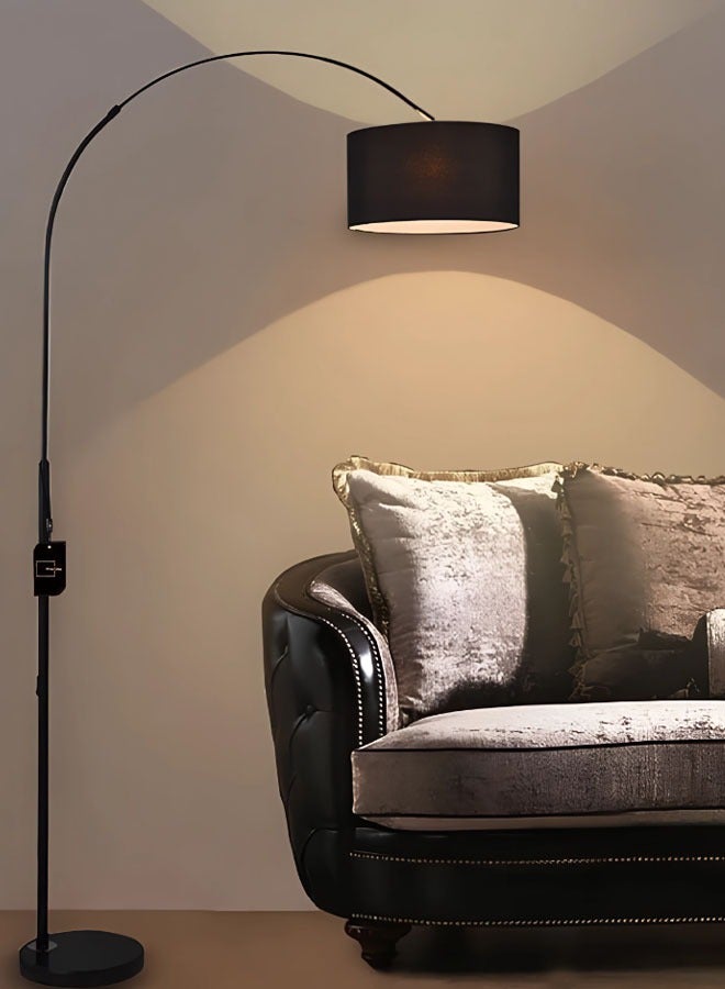 ابجورة طويلة و مصباح ارضي LED لغرفة المعيشة مع ظل أسطواني معلق قابل للتعديل مع جهاز تحكم عن بعد،مصباح اضاءة للقراءة لغرفة النوم أو المكتب أسود 12 واط 185 × 38 سم