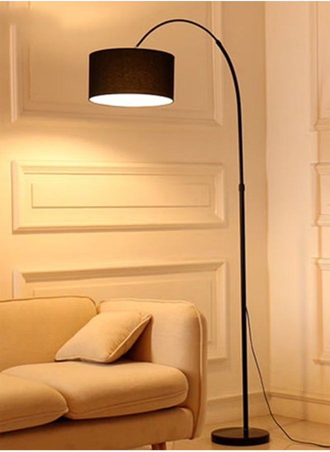 Cady One Tall Lampshade and LED Floor Lamp for Living Room with Adjustable Hanging Cylinder Shade with Remote Control, Reading Light for Bedroom or Office Black 12W 185 x 38cm  - Image 2