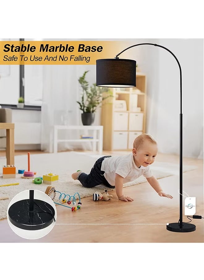 Cady One - Tall Lampshade and LED Floor Lamp for Living Room with Adjustable Hanging Cylinder Shade with Remote Control, Reading Light for Bedroom or Office Black 12W 185 x 38cm - Image 1