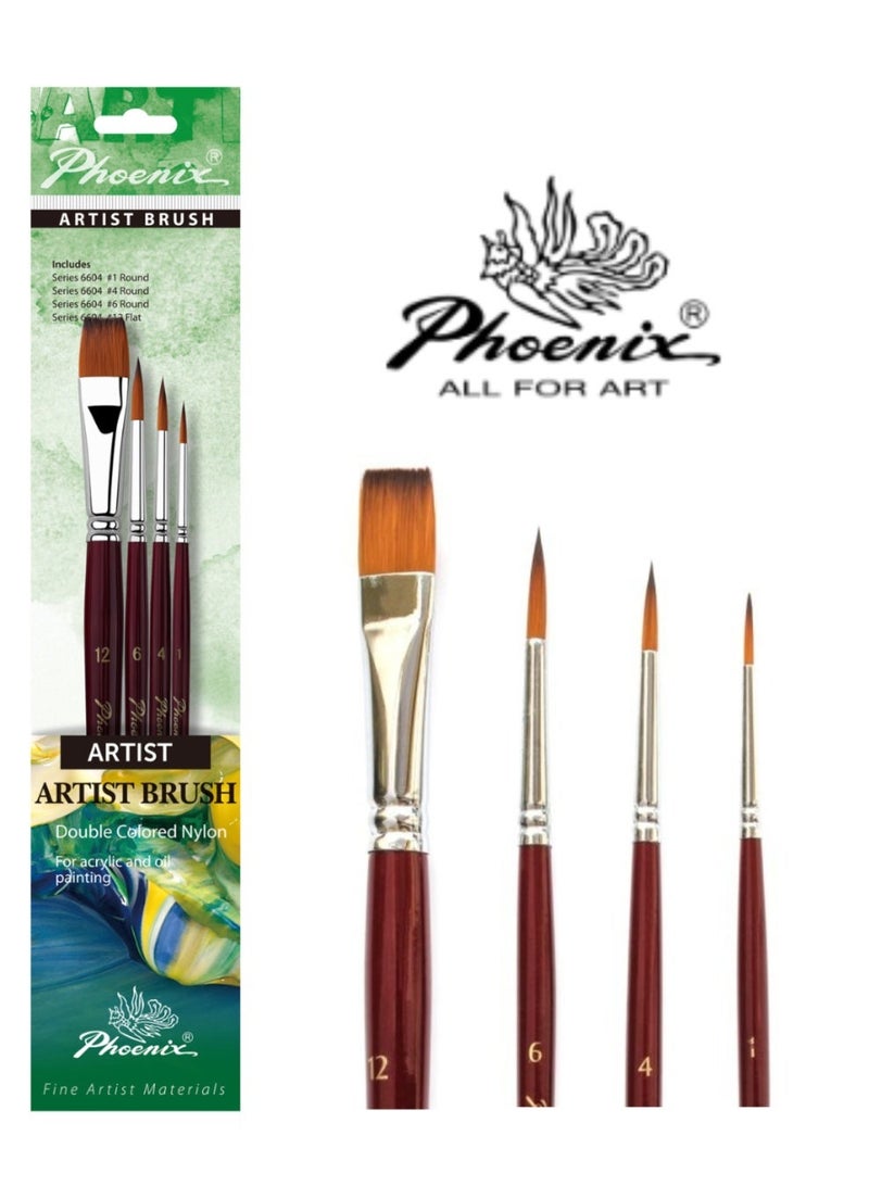 Phoenix Acrylic set 17 pieces (Acrylic colors 12*12ml + canvas panel 24*30 cm + 4 brushes) - Image 4