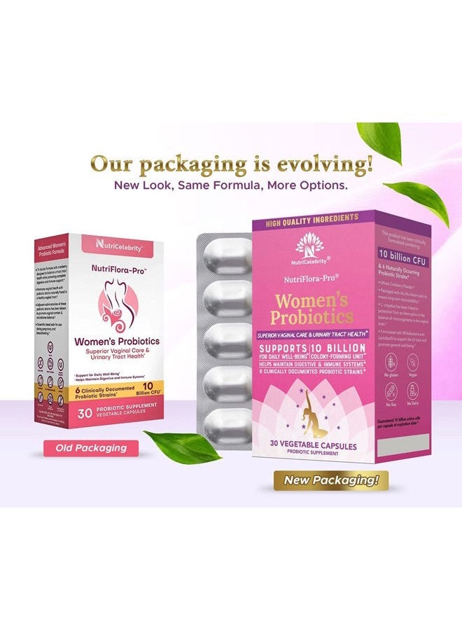 Nutricelebrity NutriFlora-Pro Probiotics for Women - Support Vaginal, Urinary Health, Immune System Digestive System Support, Cranberry Pills Supplement, 10 Billion CFU 6 Strains (30 Caps) - 2 Pack - Image 4