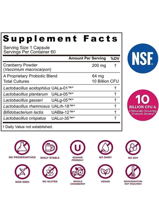 Nutricelebrity NutriFlora-Pro Probiotics for Women - Support Vaginal, Urinary Health, Immune System Digestive System Support, Cranberry Pills Supplement, 10 Billion CFU 6 Strains (30 Caps) - 2 Pack - Image 2