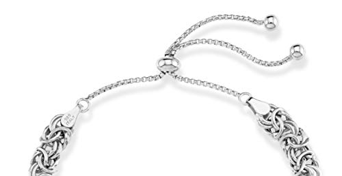 Miabella Italian 925 Sterling Silver, 18K Gold Plated Byzantine Bolo Bracelet for Women, Adjustable Bracelet, Handmade in Italy (sterling-silver) - Image 4