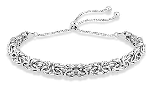 Miabella Italian 925 Sterling Silver, 18K Gold Plated Byzantine Bolo Bracelet for Women, Adjustable Bracelet, Handmade in Italy (sterling-silver) - Image 1