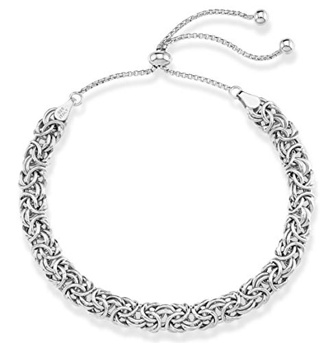 Miabella Italian 925 Sterling Silver, 18K Gold Plated Byzantine Bolo Bracelet for Women, Adjustable Bracelet, Handmade in Italy (sterling-silver) - Image 2