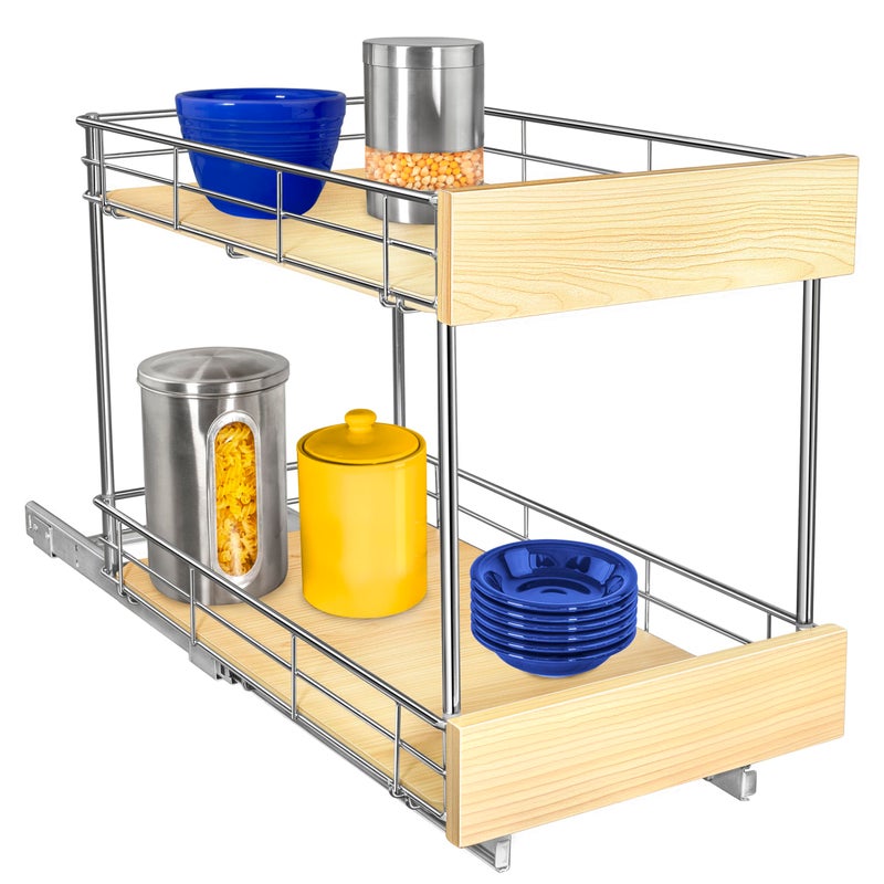 LYNK PROFESSIONAL LYNK PROFESSIONAL SELECT Pull Out Cabinet Organizer  11 x 21  Slide Out Drawer for Kitchen Cabinets  Sliding Pantry Shelves  Roll Out Shelf for Pots Pans Lifetime Ltd Warranty  2 Tier 