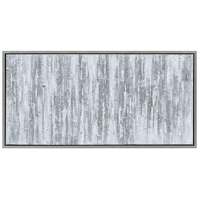 ABSTRACT WALL ART TEXTURED HAND PAINTED CANVAS BY MARTIN EDWARDS CHAMPAGNE FRAME 24 X 48 SILVER FREQUENCY