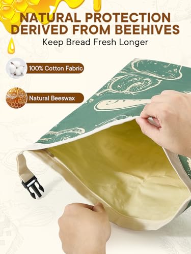 CUIJIALAHA 2 Pack Zippered Beeswax Bread Bags 17×13 Inch Large Cotton Sourdough Bread Bags Reusable Bread Storage Bags for Homemade Bread Freezer Safe for Bagel Croissant & Baguette Kitchen Baking Supplies - Image 3