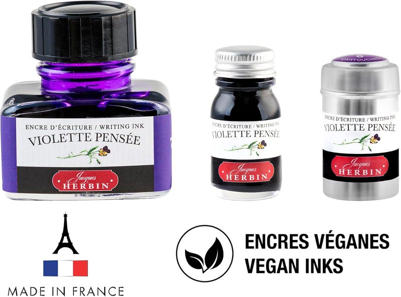 Jacques Herbin Writing Ink Cartridges - Violette Pensée (Violet Thought) Pack 6 - Image 5