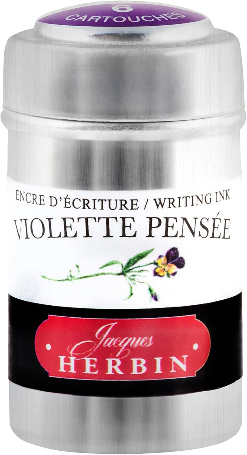 Jacques Herbin Writing Ink Cartridges - Violette Pensée (Violet Thought) Pack 6 - Image 1