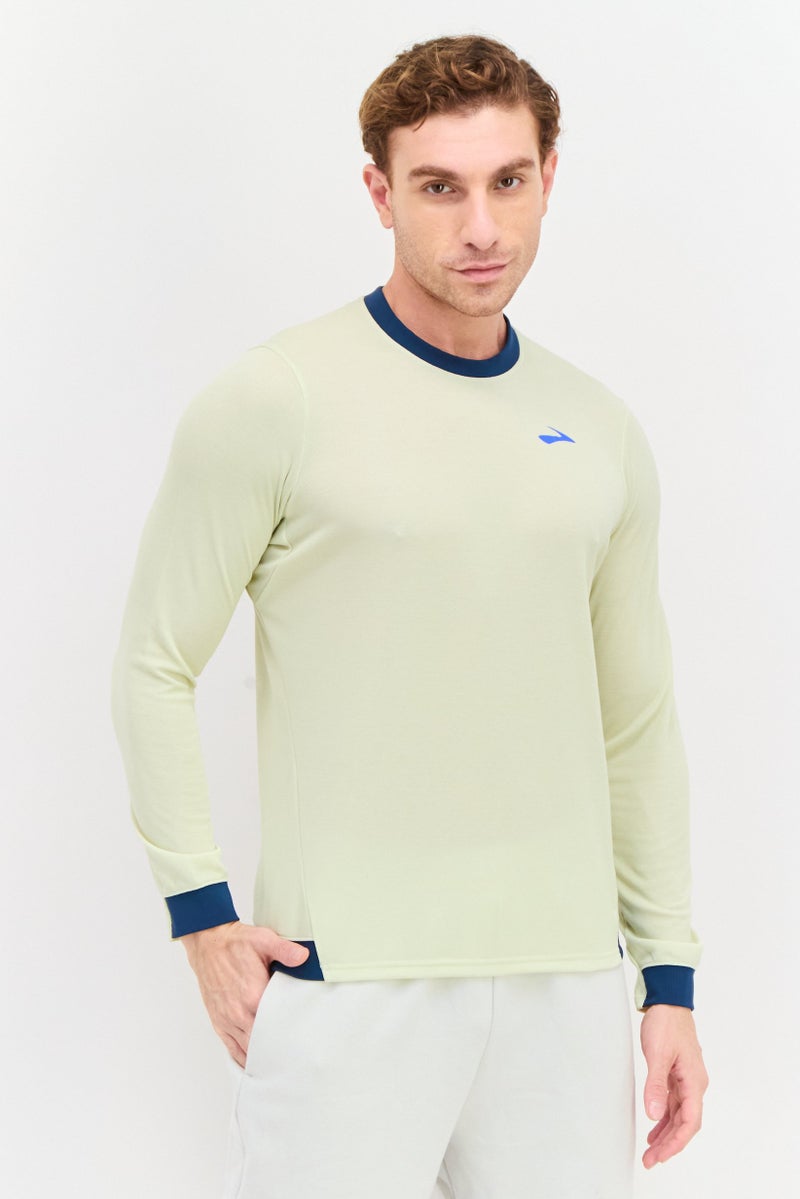 Brooks Men Sportswear Fit Long Sleeve Running T Shirt, Off White - Image 1