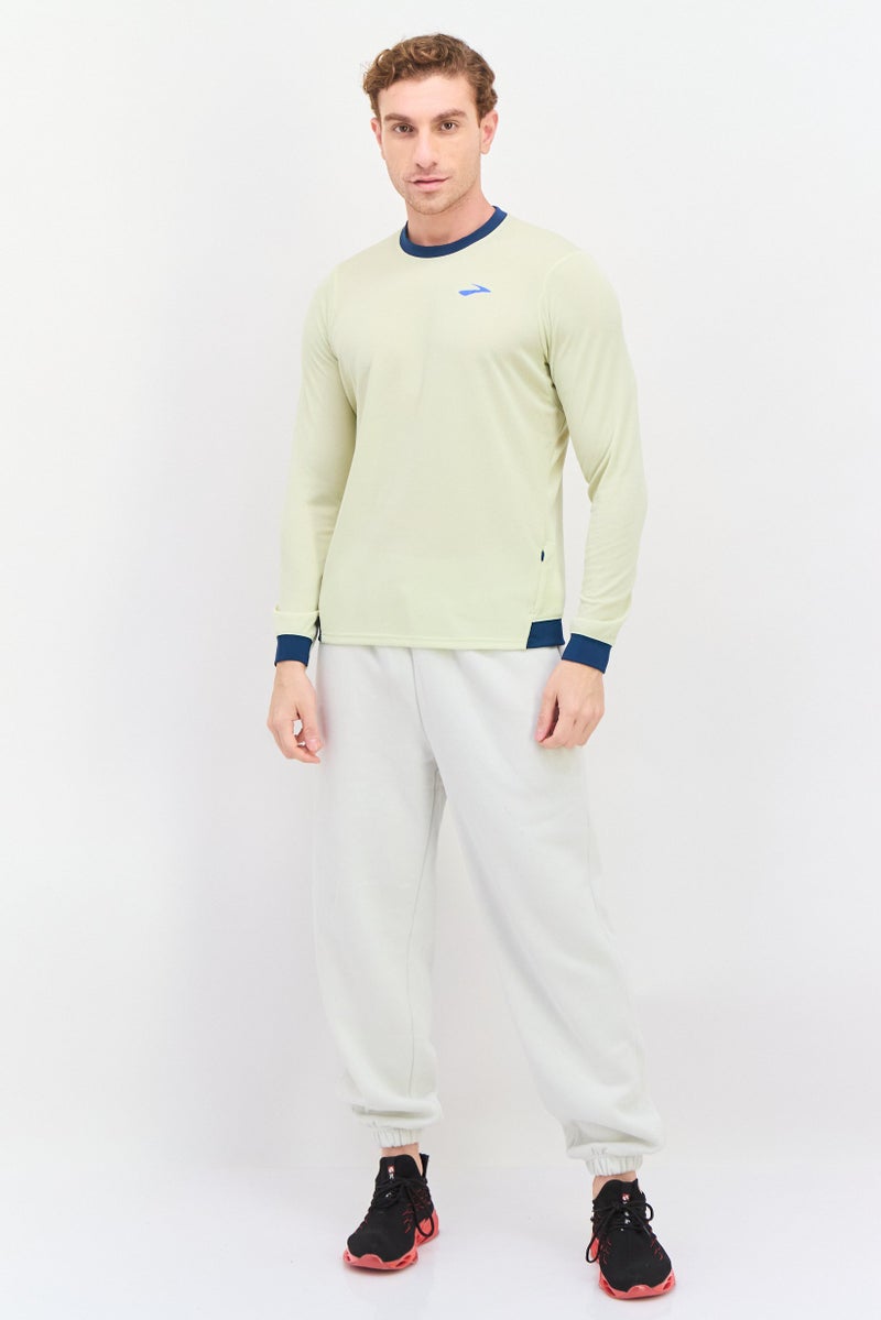 Brooks Men Sportswear Fit Long Sleeve Running T Shirt, Off White - Image 4