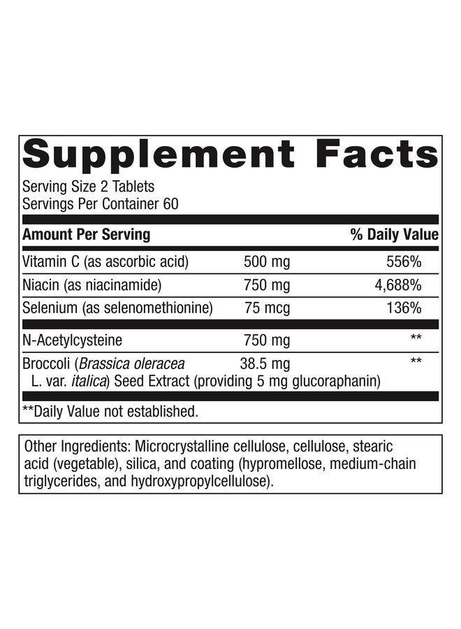 Metagenics GlutaClear - Advanced Glutathione Support* - 750 mg Niacin - Potent Antioxidant Support* - with Broccoli Seed Extract & Vitamin C - Non-GMO & Gluten Free - 120 Tablets - Image 2