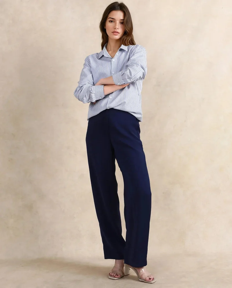 Rareism Women's Ankle Length Plain Trouser