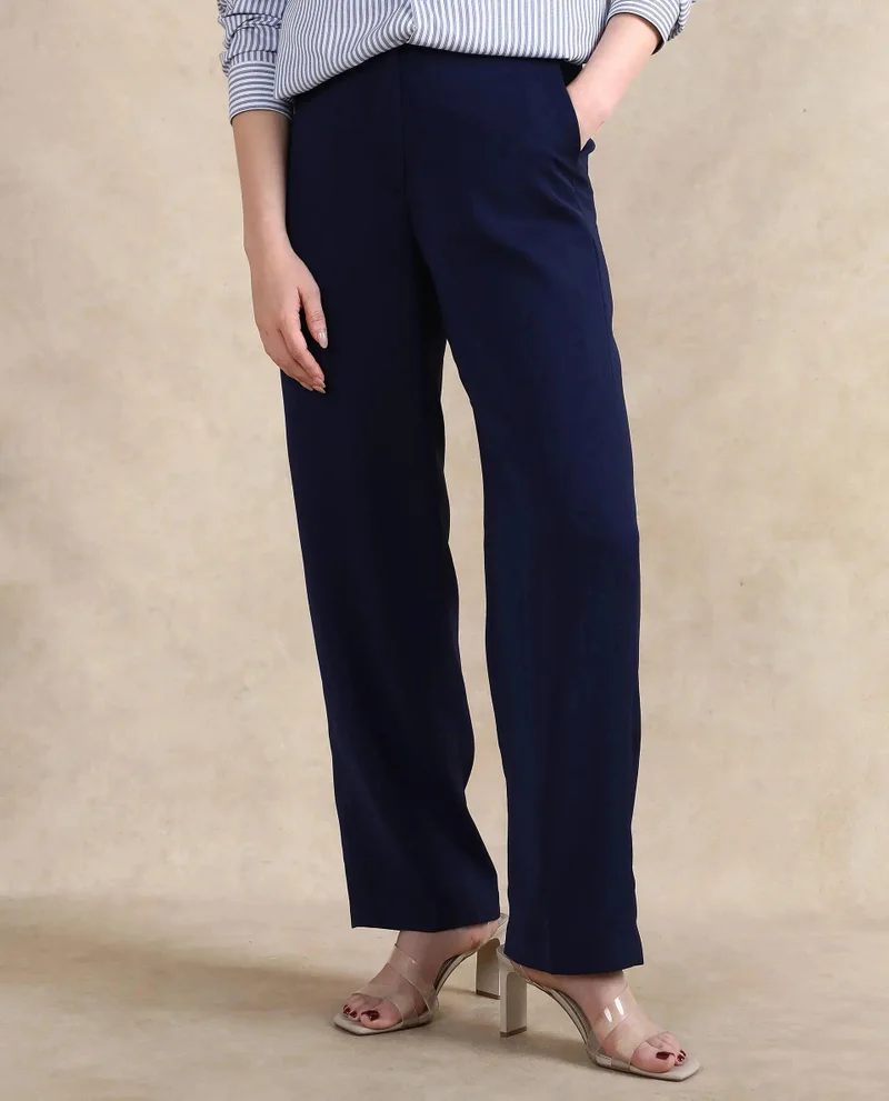 Rareism Women's Ankle Length Plain Trouser