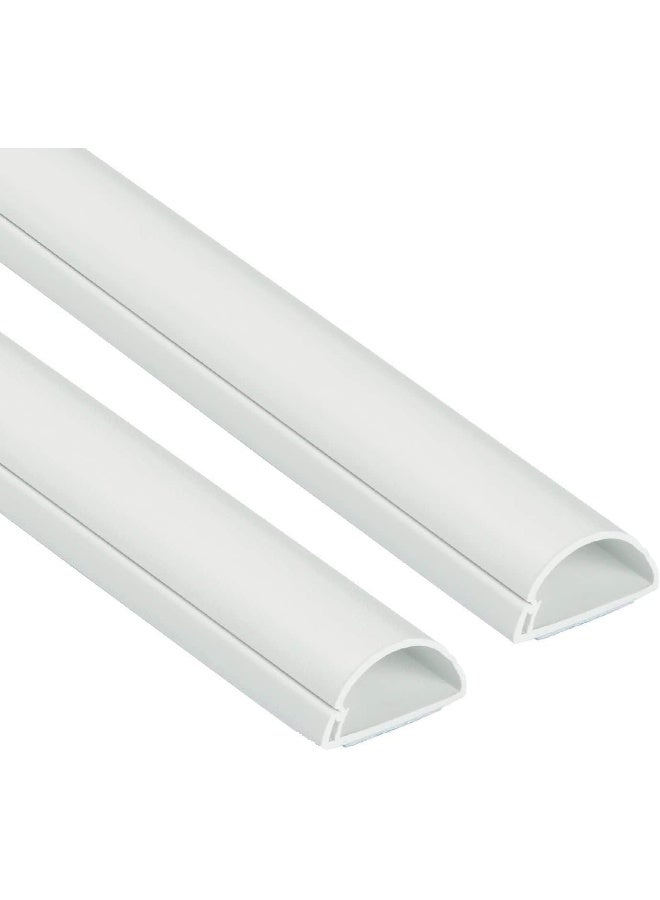 Royal Apex 1 Meter PVC Floor Trunking With Self Adhesive Red Sticker Wall Cord Cover Cable Concealer On-Wall Wire Cover Paintable Cable Management - Pack of 2 (White, 20x65MM) - Image 1