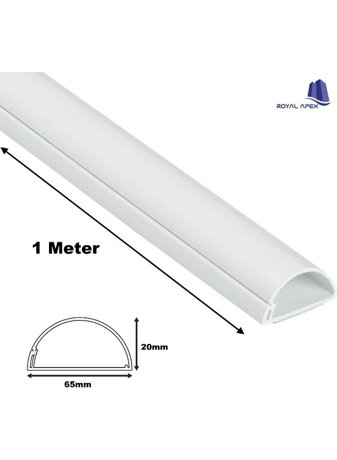 Royal Apex 1 Meter PVC Floor Trunking With Self Adhesive Red Sticker Wall Cord Cover Cable Concealer On-Wall Wire Cover Paintable Cable Management - Pack of 2 (White, 20x65MM) - Image 2