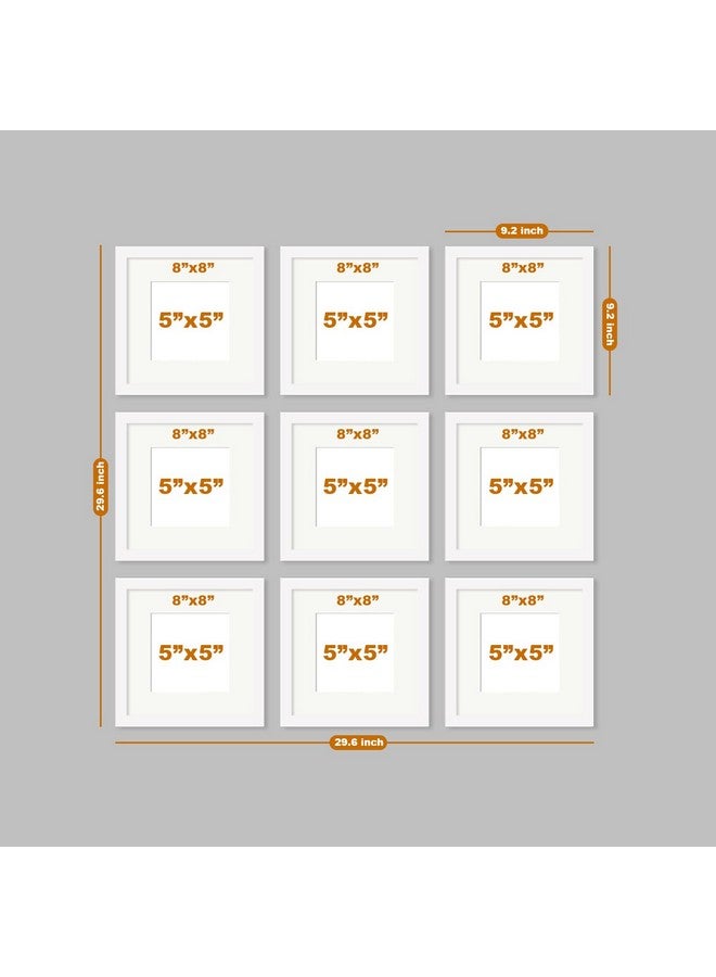 Art Street Photo Frames for Home Décor Set of 9 White Wall Photo Frames for Living Room Decoration (Size - 8 x 8 Inches) - Image 3
