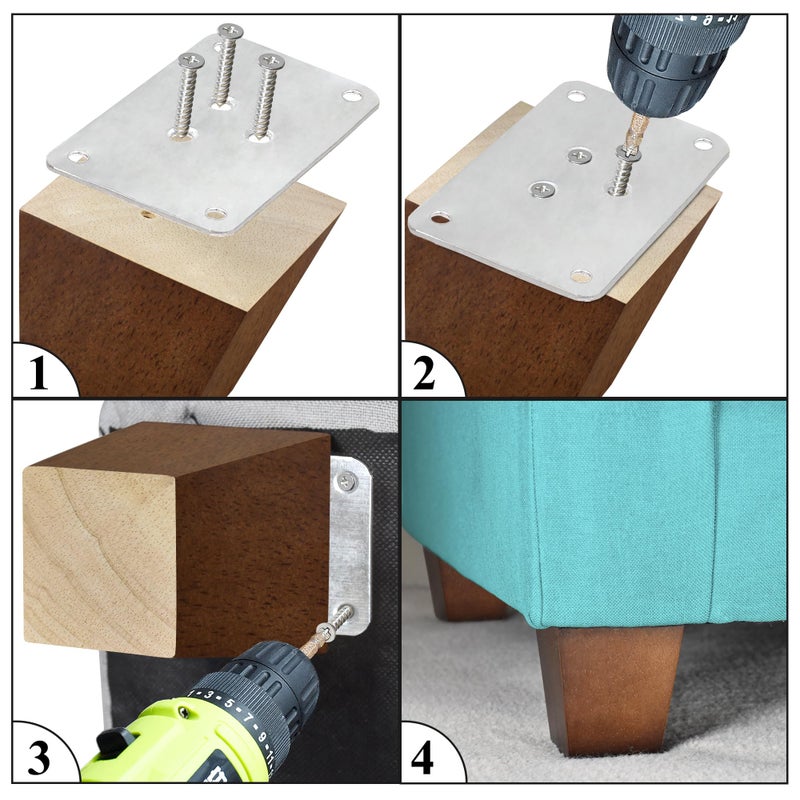 AORYVIC 3 inch Furniture Legs Wood Sofa Legs, Universal Couch Legs Bed Risers Replacement Dresser Legs for Futon, Ottoman, Love Seat, Easy to Install, for U.S.Made and Other Furniture - Image 3