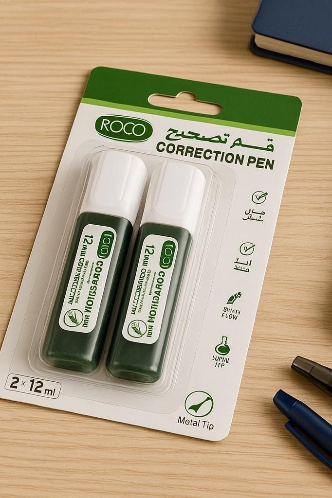 ROCO 2-Piece Correction Pens – 12ml Each, Quick Dry, Smooth Flow, Metal Tip for Office & School - Image 3