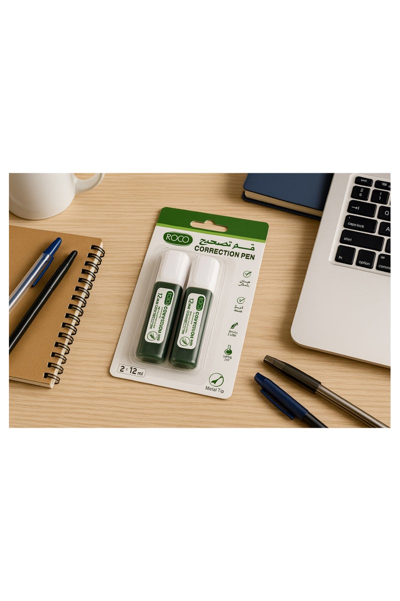 ROCO 2-Piece Correction Pens – 12ml Each, Quick Dry, Smooth Flow, Metal Tip for Office & School - Image 4