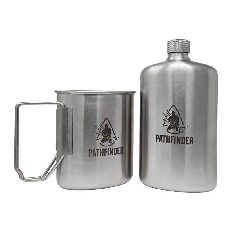 The Pathfinder School Stainless Steel Nesting Cup & M34 Scout Canteen - Survival Gear and Supplies - Bushcraft Gear Camping Essentials - Hiking Water Bottle - Camping Canteen- Backpacking Kit - Image 1