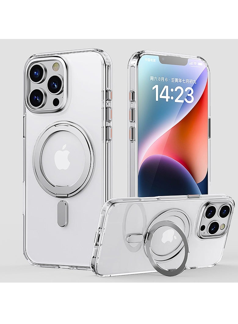 Bobo 360° Rotatable Ring For iPhone 16 Pro Max Phone Case Compatible With Magsafe With Stand Magnetic Ring Holder Military Grade Shockproof Transparent Back Slim Cover - Image 1