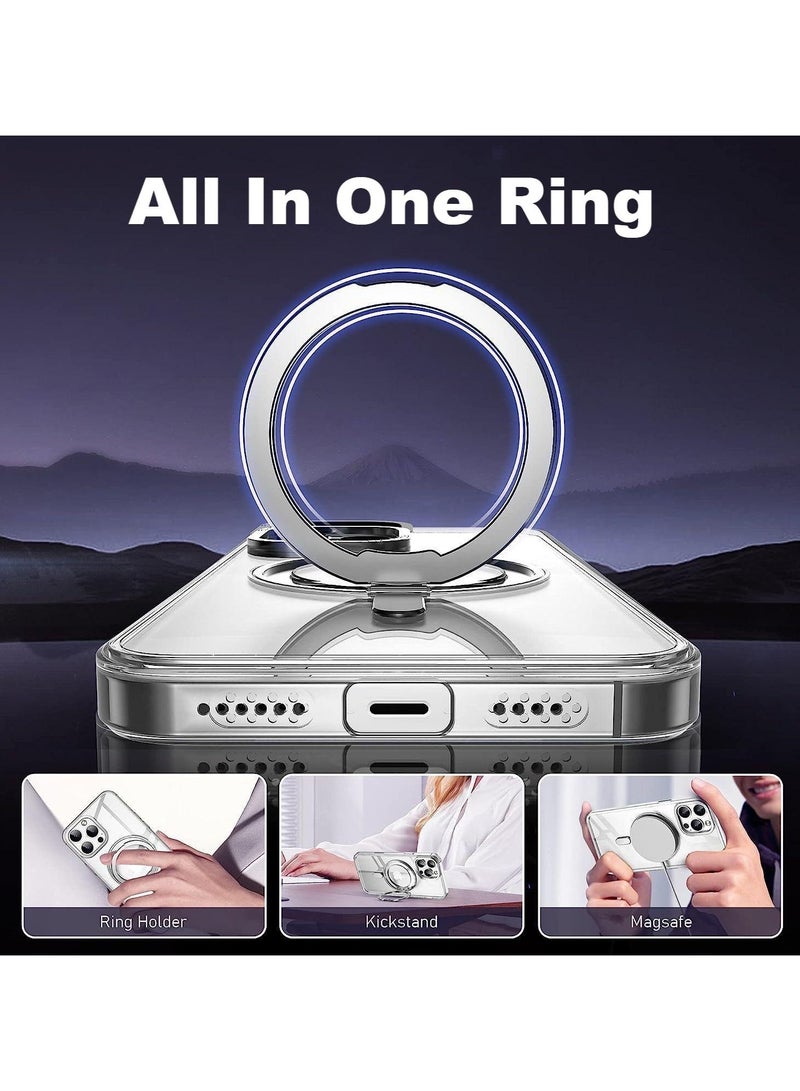 Bobo 360° Rotatable Ring For iPhone 16 Pro Max Phone Case Compatible With Magsafe With Stand Magnetic Ring Holder Military Grade Shockproof Transparent Back Slim Cover - Image 2