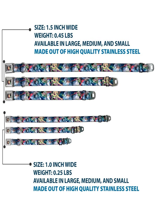 Buckle Down Dog Collar Seatbelt Buckle Buzz Lightyear Action Poses Stacked 9 to 15 Inches 1.0 Inch Wide - Image 3