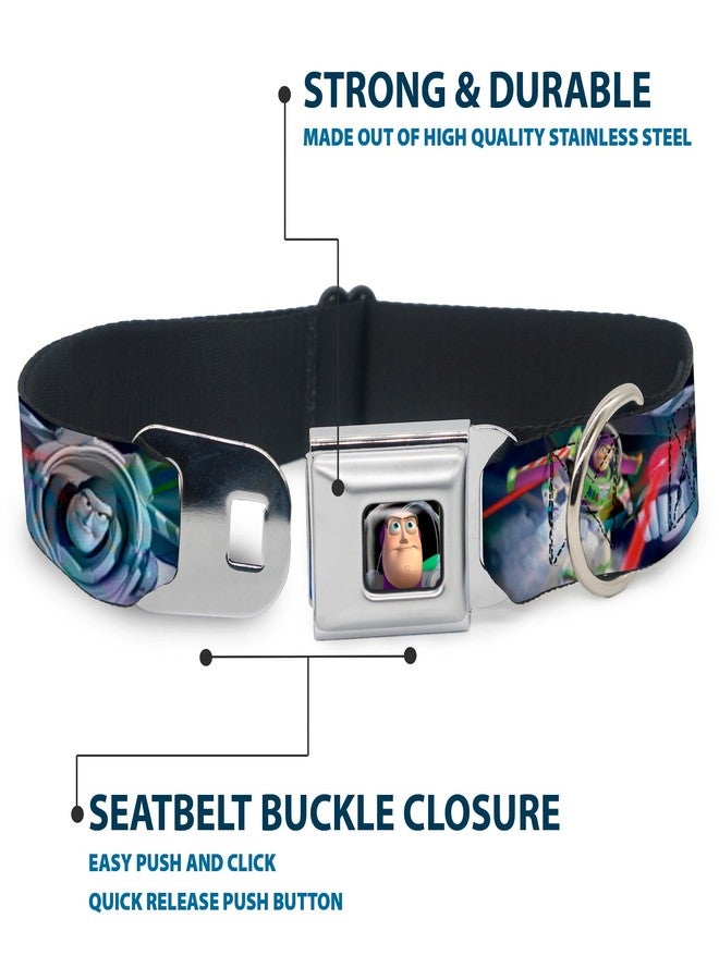 Buckle Down Dog Collar Seatbelt Buckle Buzz Lightyear Action Poses Stacked 9 to 15 Inches 1.0 Inch Wide - Image 4