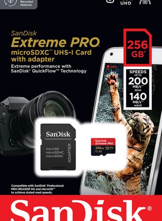 Extreme Pro microSD UHS I Card for 4K Video on Smartphones, Action Cams & Drones 200MB/s Read, 140MB/s Write 256 GB SDSQXCD-256G-GN6MA - view 3