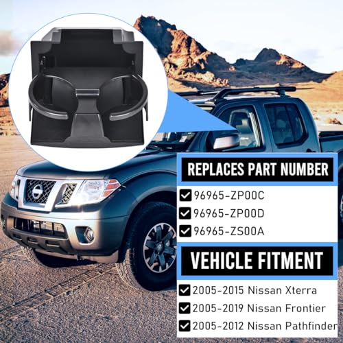 EKLN Black Rear Seat Cup Holder Insert Console Box Assembly fits for 2005-2019 Nissan Frontier Xterra Pathfinder Replacement OE# 96965-ZS00A 96965-ZP00C 96965-ZP00D - Image 4