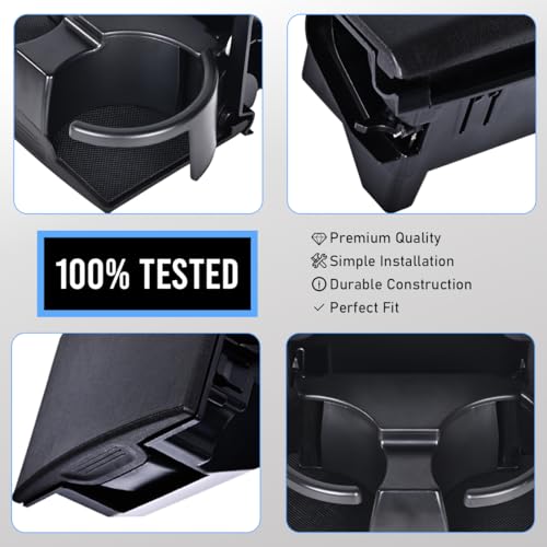 EKLN Black Rear Seat Cup Holder Insert Console Box Assembly fits for 2005-2019 Nissan Frontier Xterra Pathfinder Replacement OE# 96965-ZS00A 96965-ZP00C 96965-ZP00D - Image 3