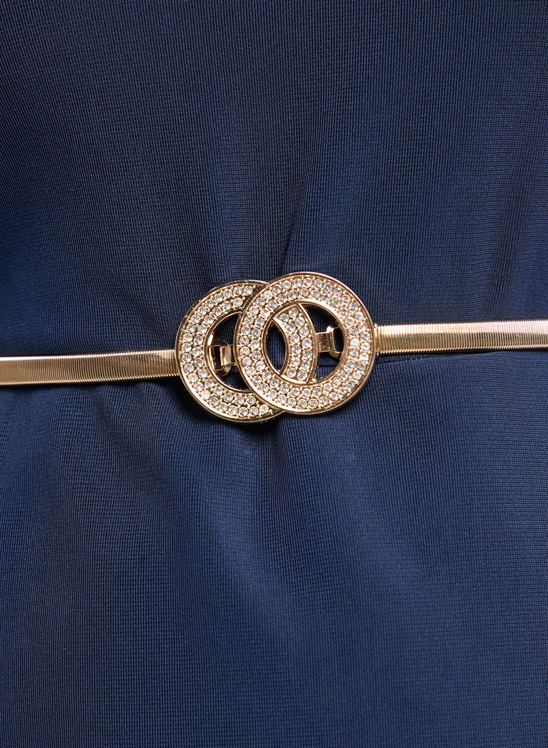 Ella Limited Edition gold Diamante Detail Double Buckle Chain Belt for Women | Best Price UAE