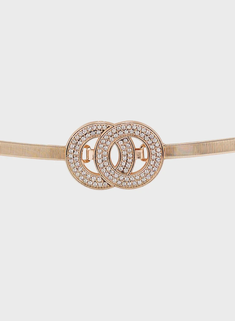 Ella Limited Edition Diamante Detail Double Buckle Chain Belt