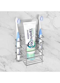 1 Pack Silver  Toothbrush Holder Stainless Steel Multifunctional 1 2 Slot Toothbrush Holder Wall Mounted For Bathroom Shower Wall Toothbrush Holder Stand For Electronic Toothbrush T...
