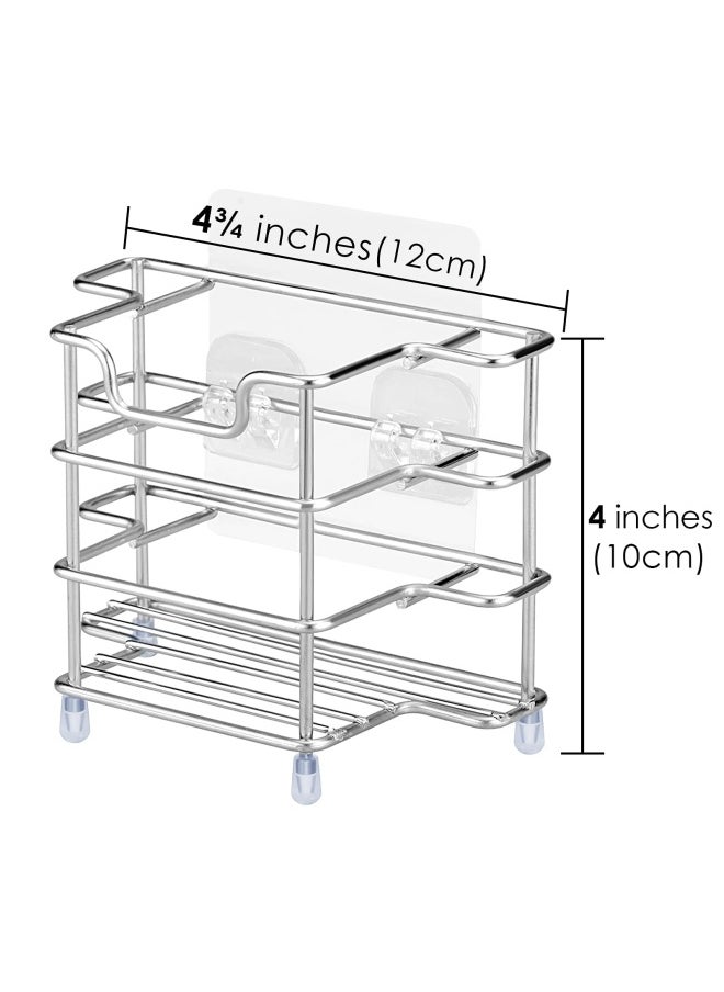 Linkidea - 1 Pack Silver  Toothbrush Holder Stainless Steel Multifunctional 1 2 Slot Toothbrush Holder Wall Mounted For Bathroom Shower Wall Toothbrush Holder Stand For Electronic Toothbrush T... - Image 1