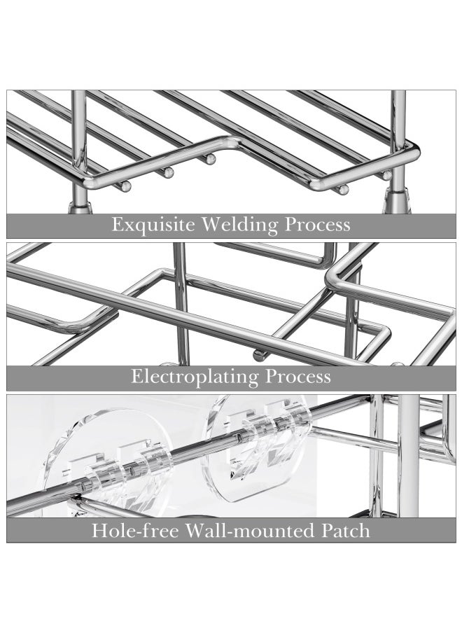 Linkidea - 1 Pack Silver  Toothbrush Holder Stainless Steel Multifunctional 1 2 Slot Toothbrush Holder Wall Mounted For Bathroom Shower Wall Toothbrush Holder Stand For Electronic Toothbrush T... - Image 1