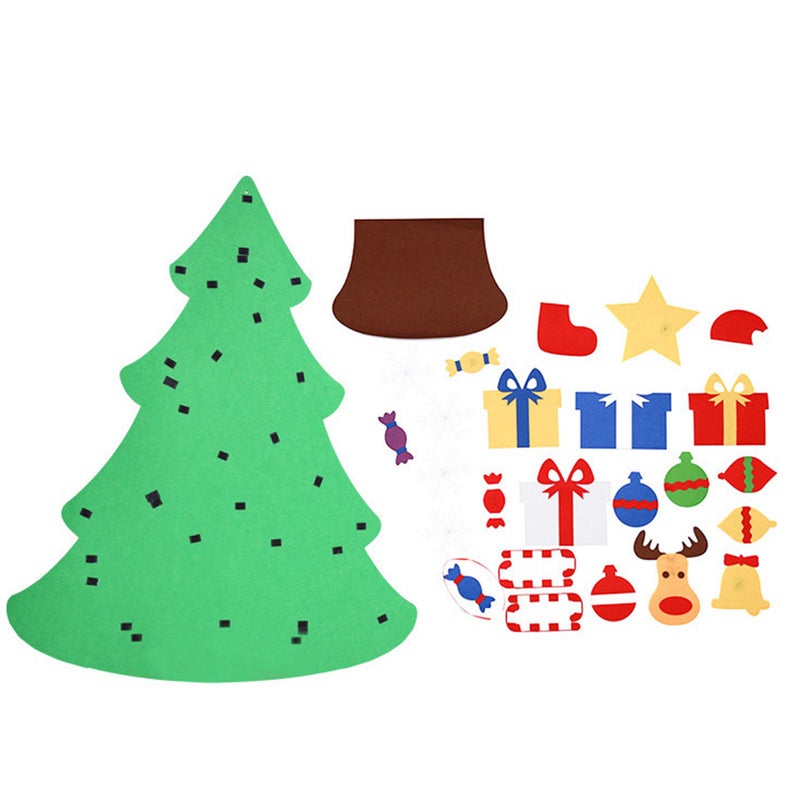 Felt Christmas Tree Decoration Set Kids Xmas Gift DIY Felt Christmas Tree Hanging Wall Decoration with Detachable Ornaments - Image 2
