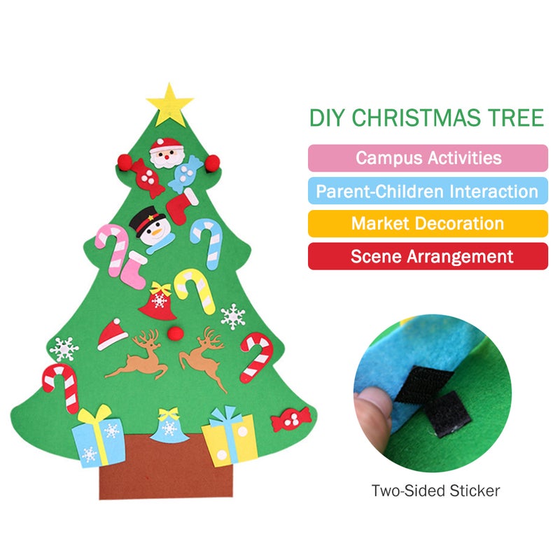 Felt Christmas Tree Decoration Set Kids Xmas Gift DIY Felt Christmas Tree Hanging Wall Decoration with Detachable Ornaments - Image 5