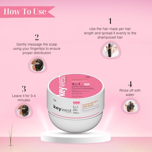 Keywest Professional Color Protect Hair Mask 200gm for All Hair Types Women Men | Protects Hair Color | Improves Hair Texture | Deeply Nourishes Hair - Image 5