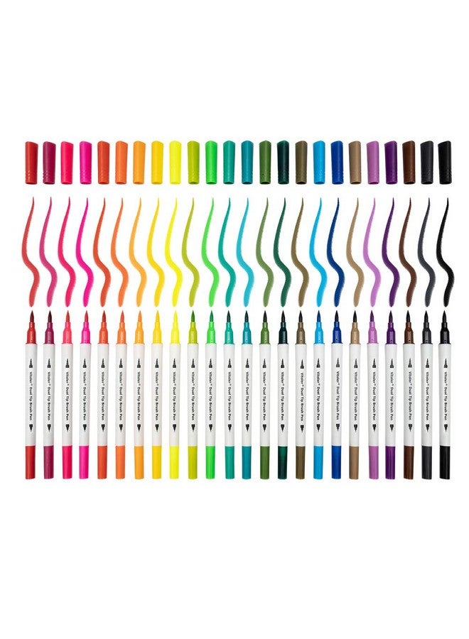 VITOLER Colored Markers Dual Tip Brush Pens Fine Tip Markers & Fine Point Art Pens For Kid Adult Coloring Drawing Planner Art Craft Supplies (24 Brush Pens Set) - Image 4
