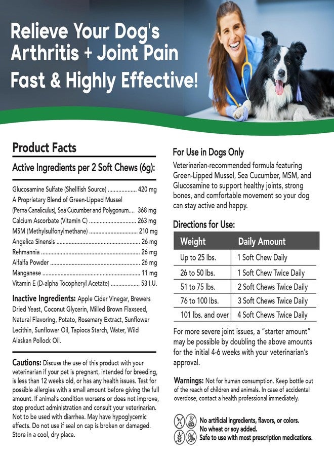 VetSmart Formulas Critical Joint Relief Soft Chew for Dogs – Hip & Joint Supplement with Glucosamine, MSM, Green-Lipped Mussel – Joint Discomfort, Hip Dysplasia & Mobility Support, Made in USA - Image 4