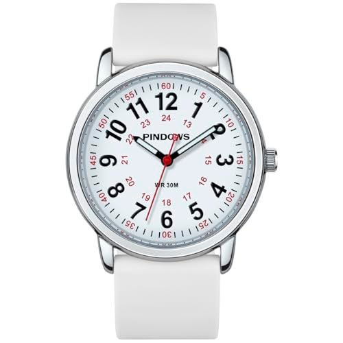 PINDOWS Women's Nurse Watch, 12/24 Hour Display, Luminous Dial, Soft Silicone Band, Waterproof to 30m - Image 2