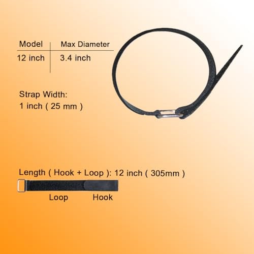 VIGAER 12 inch Reusable Fastening Cable Straps - Hook and Loop Fixing Straps - 12 Pack - Image 2