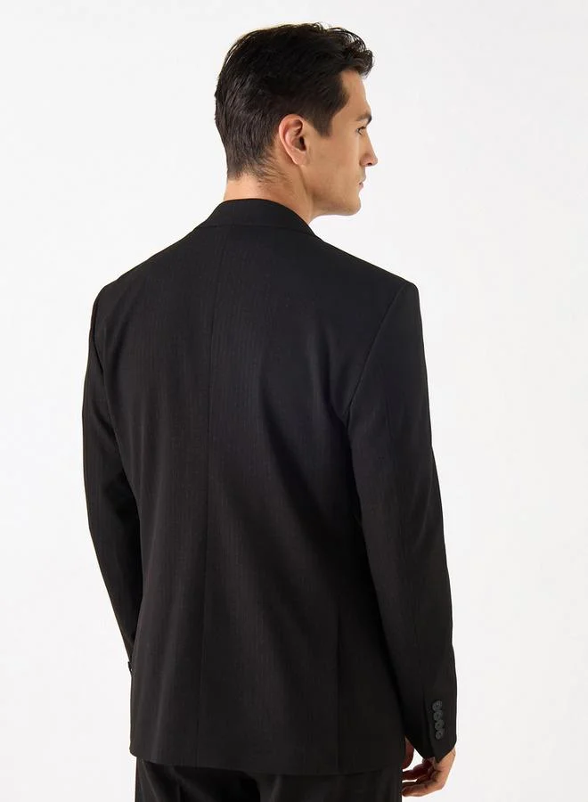 Iconic Iconic Solid Peak Lapel Blazer with Pocket