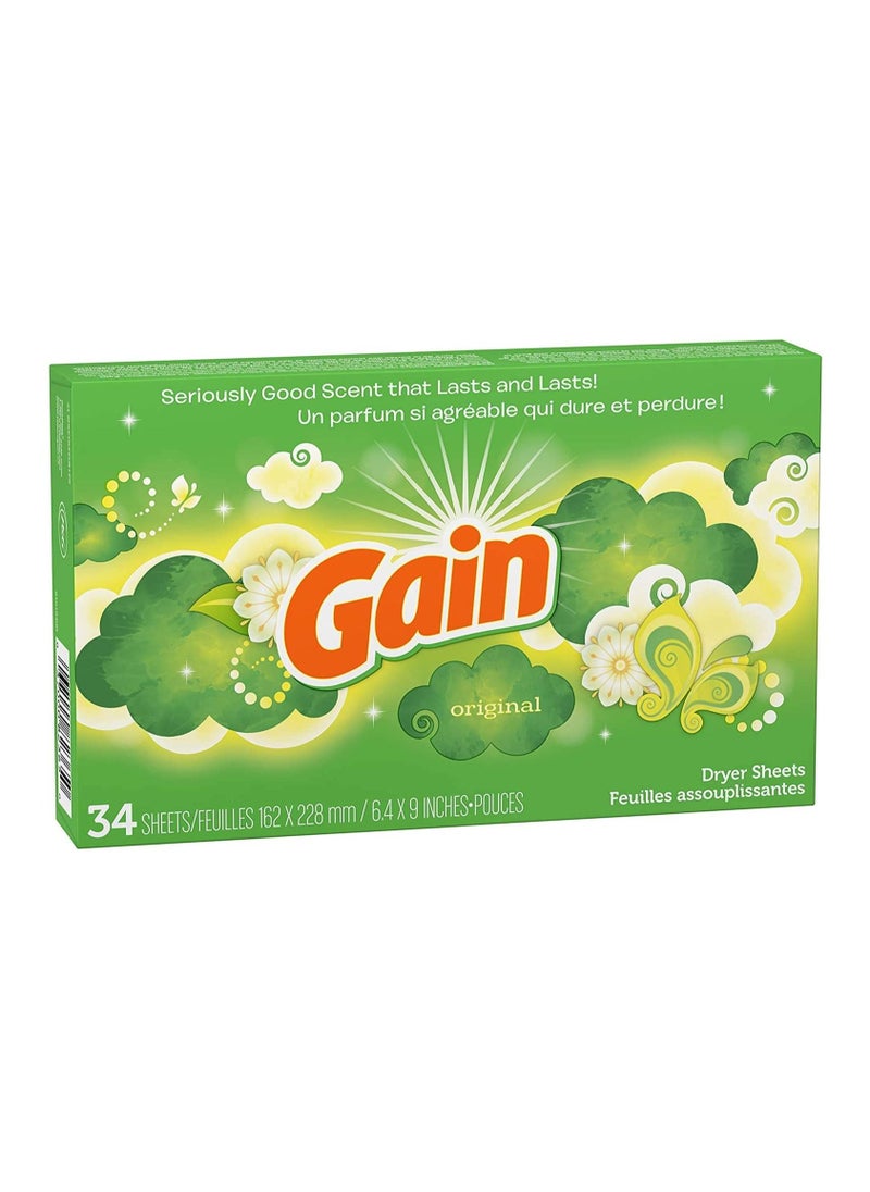 Gain مناديل تجفيف الملابس - رائحة أصلية - 34 منديل  - Image 1